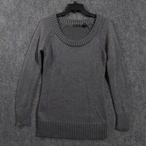 Moda International Sweater Womens S Gray Mohair Blend Scoop Neck Knit Pullover